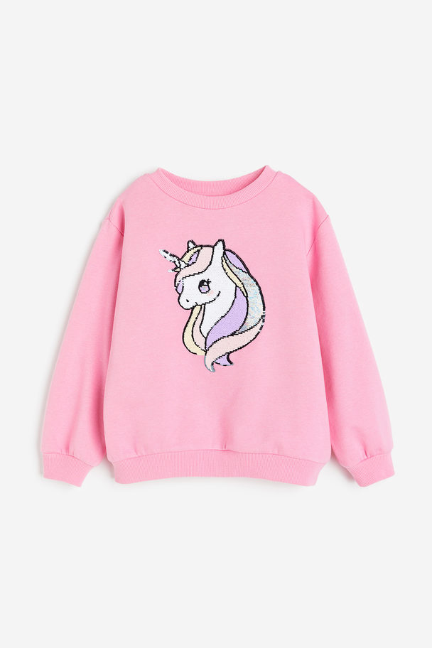 H&M Motif-detail Sweatshirt Pink/unicorn
