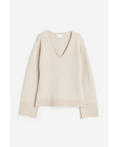 V-neckline Jumper Light Beige