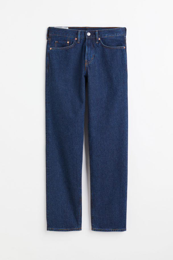 H&M Straight Relaxed Jeans Dunkelblau