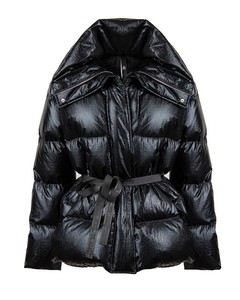 Elena Iachi Black Nylon A-line Padded Coat