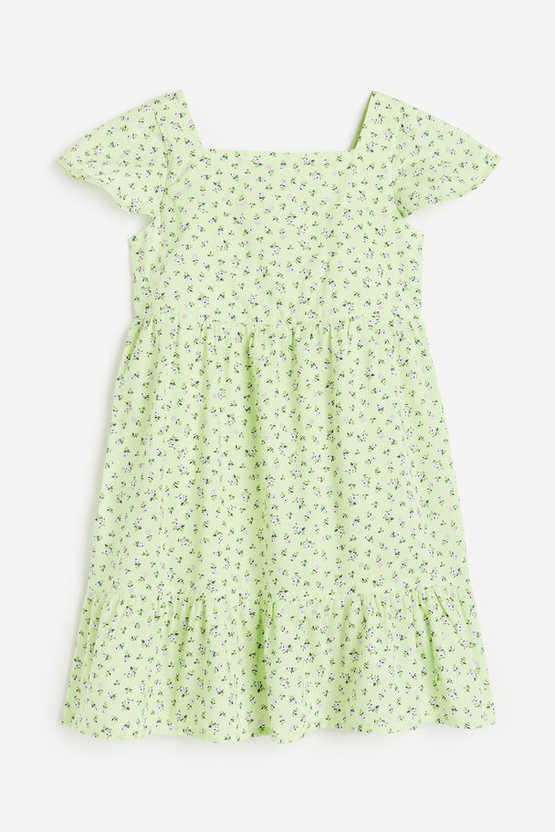 H&M Tiered Dress Light Green/floral