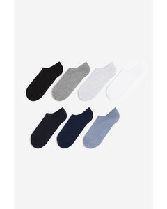 7er-Pack Sneakersocken Weiß/Graumeliert/Blau