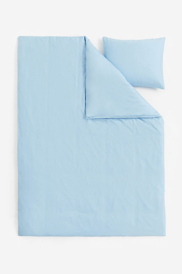 H&M HOME Sateen Single Duvet Cover Set Light Blue