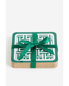 4-pack Graphic-print Coasters Green/patterned