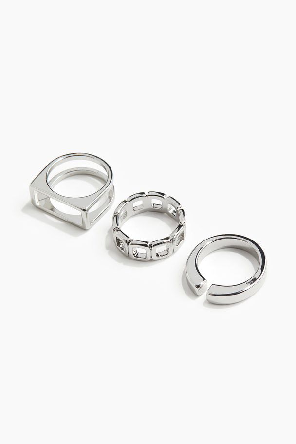 H&M Set Van 3 Ringen Zilverkleurig