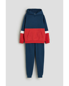 2-piece Sweatshirt Set Navy Blue/red