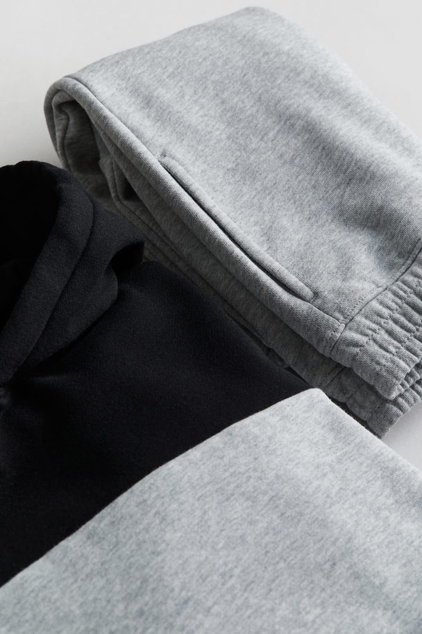 H&M 2-piece Sweatshirt Set Light Grey Marl/black