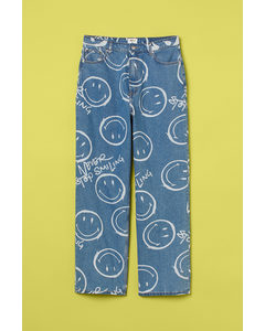 H&amp;M+ Loose High Jeans Blau/Smiley®