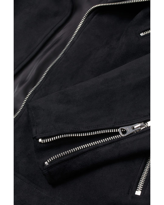 H&M Imitation Suede Biker Jacket Black