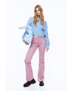 Flared Corduroy Trousers Pink