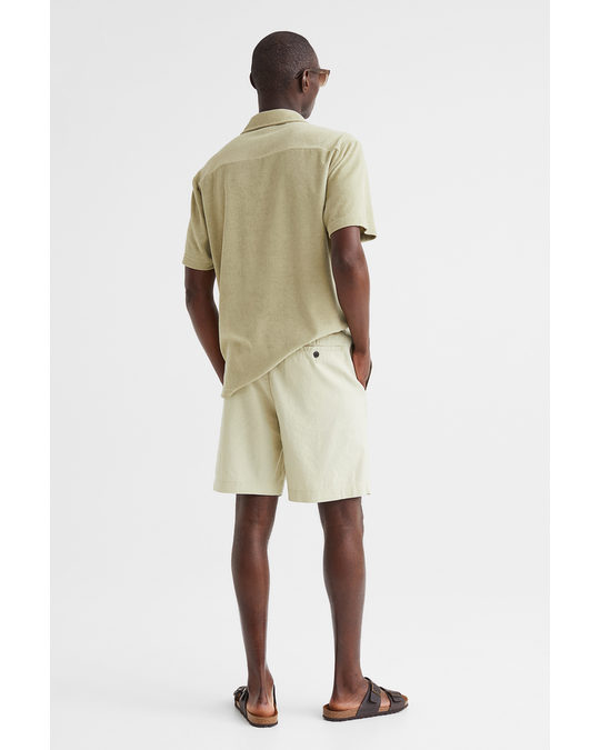 H&M Regular Fit Linen-blend Shorts Light Pistachio Green