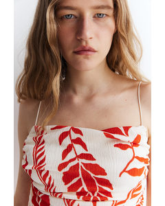 Draped Strappy Top Cream/red Patterned