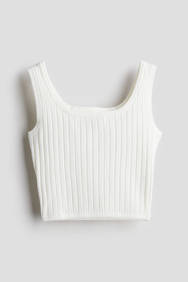 H&M Ribbestrikket Singlet Hvit