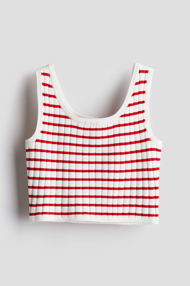 H&M Rib-knit Vest Top Red/striped