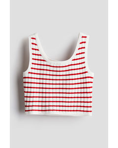 Rib-knit Vest Top Red/striped