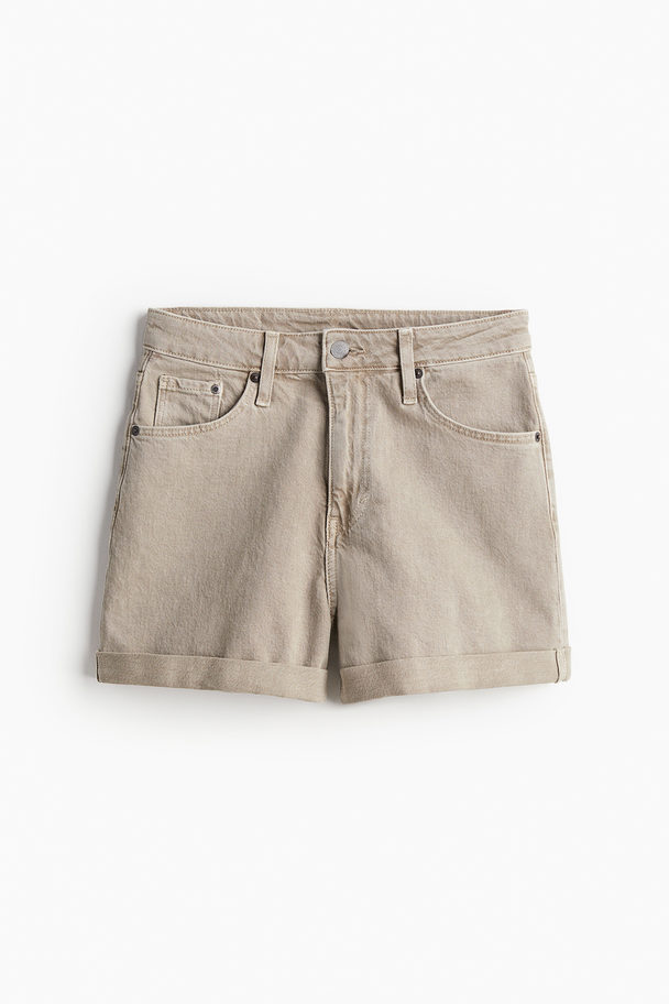 H&M Mom Ultra High Denim Short Beige