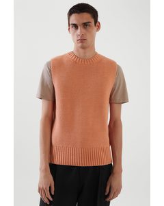 Racked-stitch Knitted Vest Orange