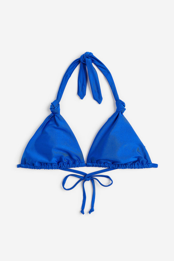 H&M Wattiertes Triangel-Bikinitop Blau