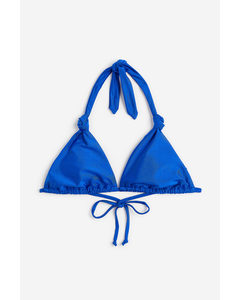 Wattiertes Triangel-Bikinitop Blau