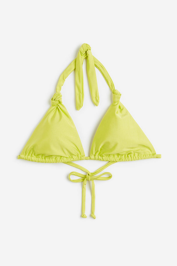 H&M Wattiertes Triangel-Bikinitop Limegrün