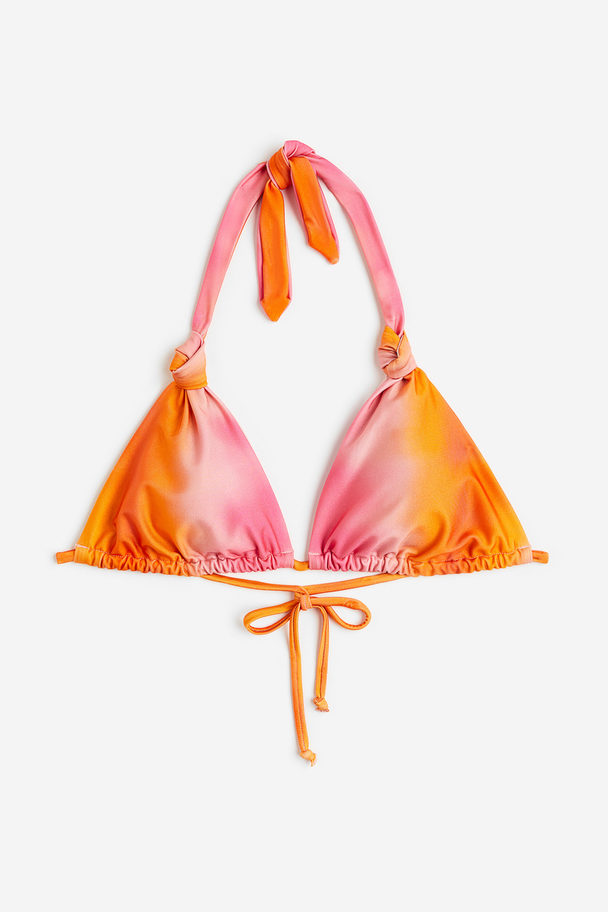 H&M Wattiertes Triangel-Bikinitop Rosa/Orange