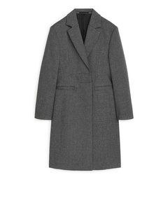 Fitted Wool Blend Coat Black/grey