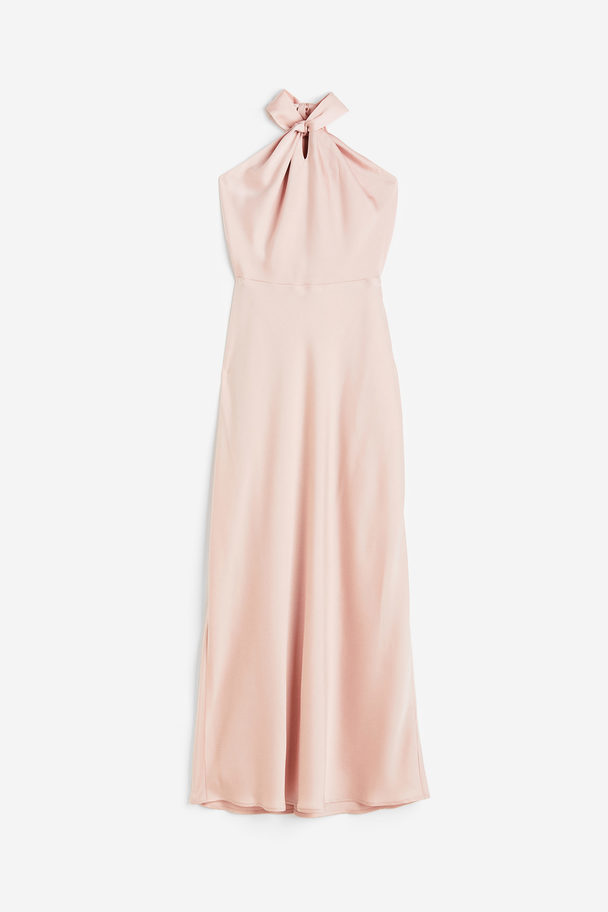 H&M Satin Halterneck Dress Light Pink