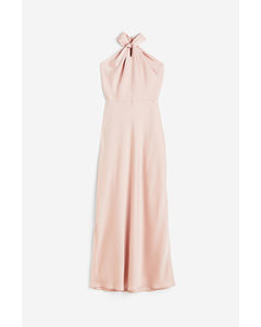 Satin Halterneck Dress Light Pink