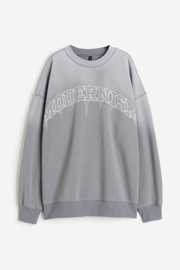 H&M Oversized Sweatshirt Med Tryk Grå/modernism