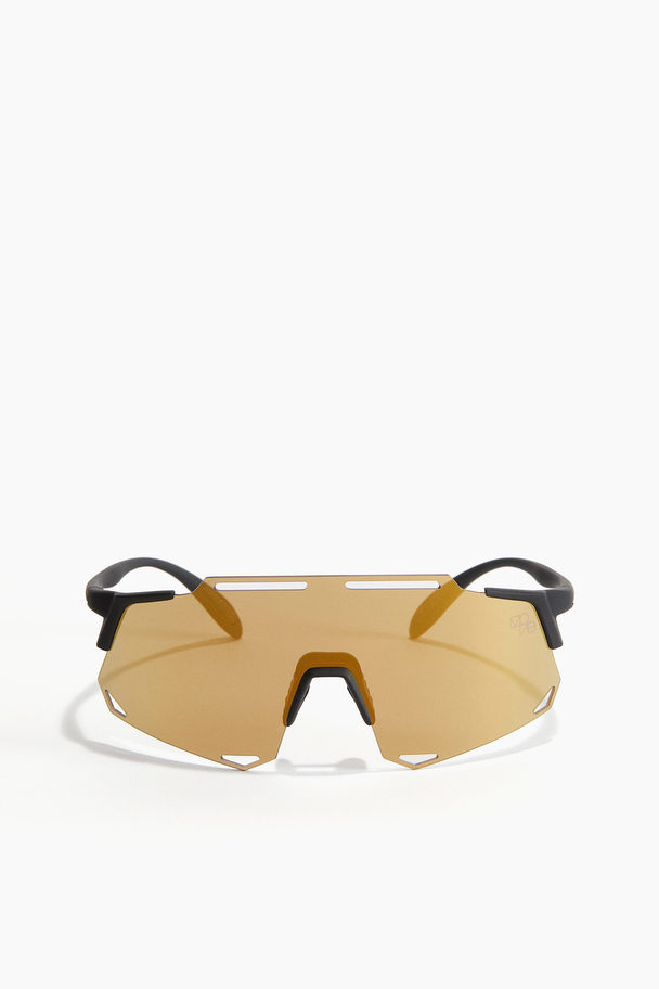 H&M Leichte Sport-Sonnenbrille Schwarz/Goldfarben