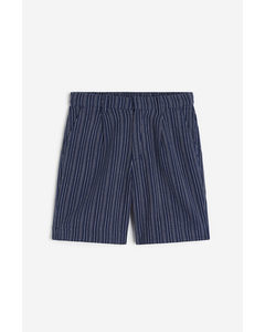 Linen-blend Chino Shorts Dark Navy Blue/striped