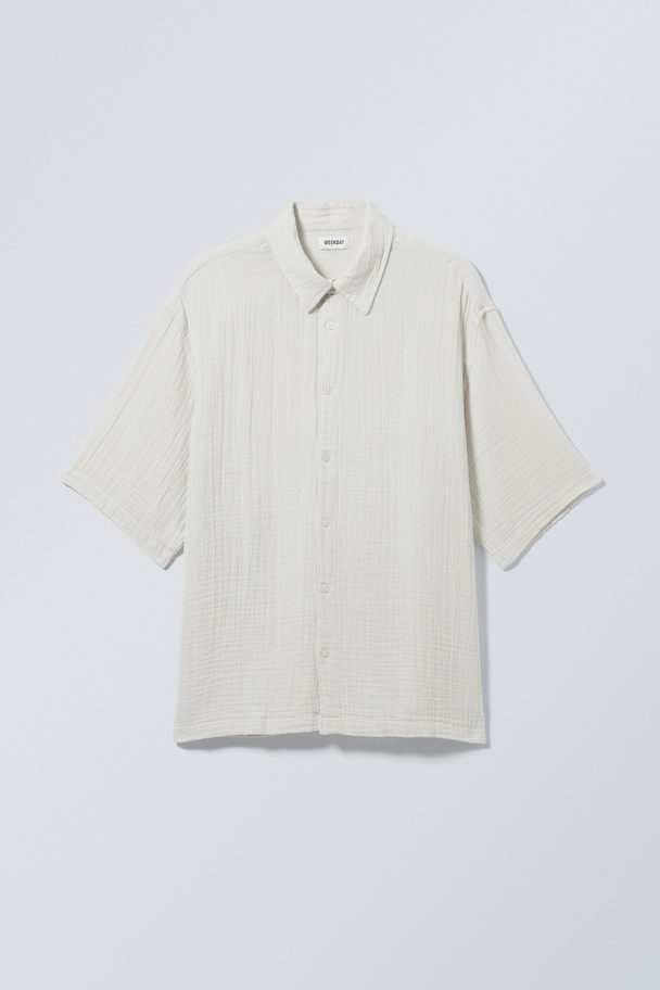 Weekday Oversized Structured Short Sleeve Shirt Ecru