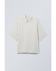 Oversized Structured Short Sleeve Shirt Ecru