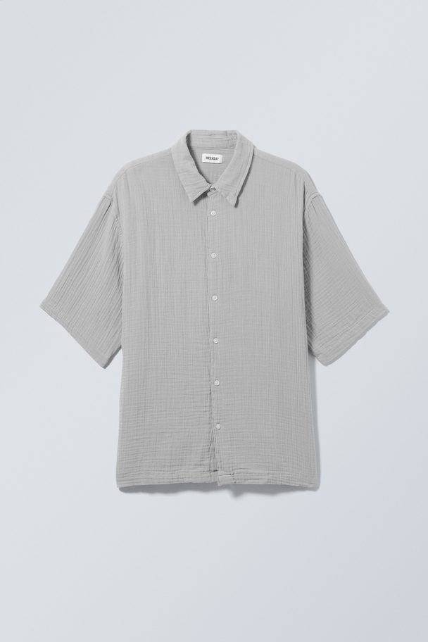 Weekday Oversized Structured Short Sleeve Shirt Dusty Grey