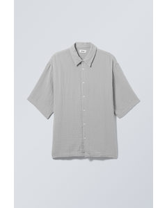 Oversized Structured Short Sleeve Shirt Dimgrå