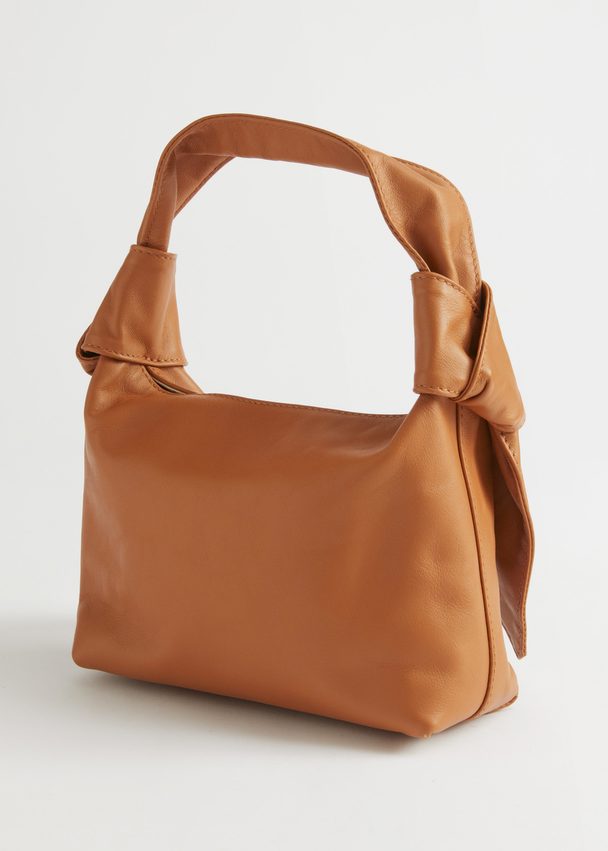 & Other Stories Knotted Leather Small Handbag Cognac