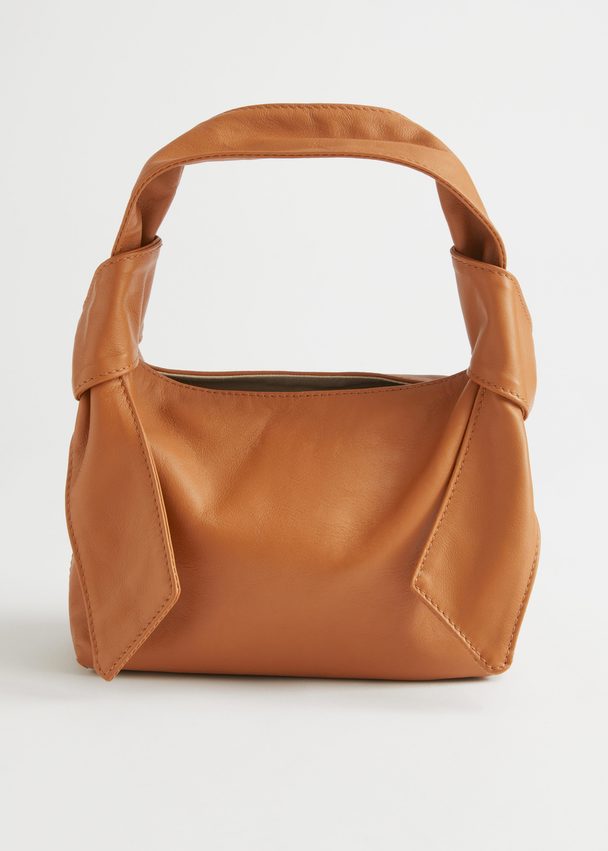 & Other Stories Knotted Leather Small Handbag Cognac
