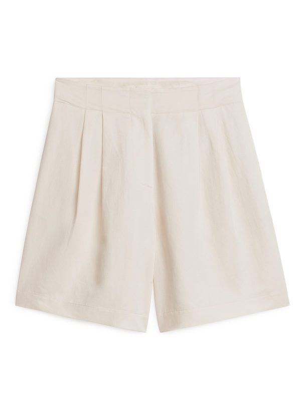ARKET Oversized Linen Blend Shorts Off White