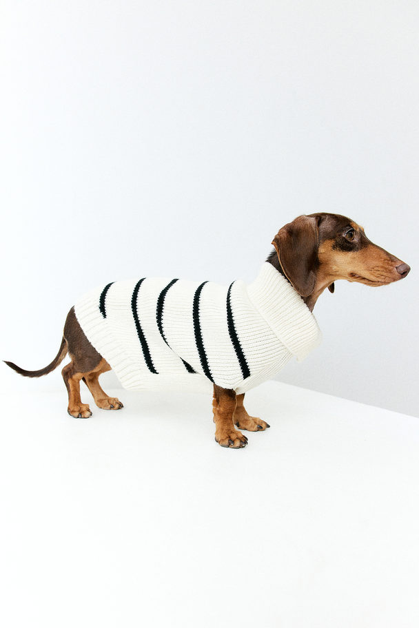 H&M Rib-knit Dog Jumper White/striped