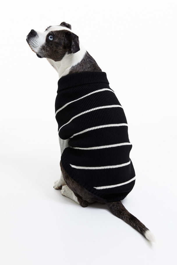 H&M Rib-knit Dog Jumper Black/striped