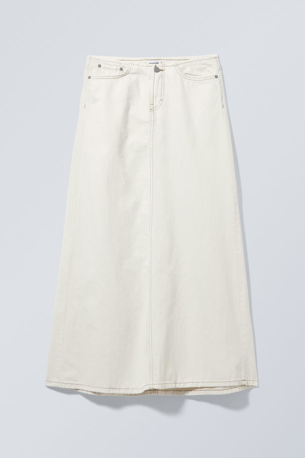 Weekday Anaheim Long Demin Skirt Chalk White