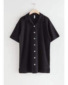 Oversized Mini Shirt Dress Black