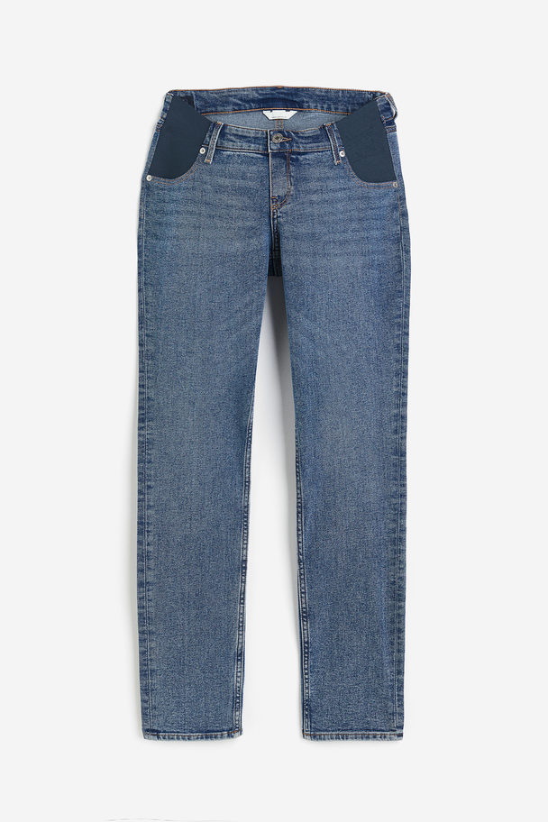 H&M Mama Slim Straight Low Jeans Denimblauw