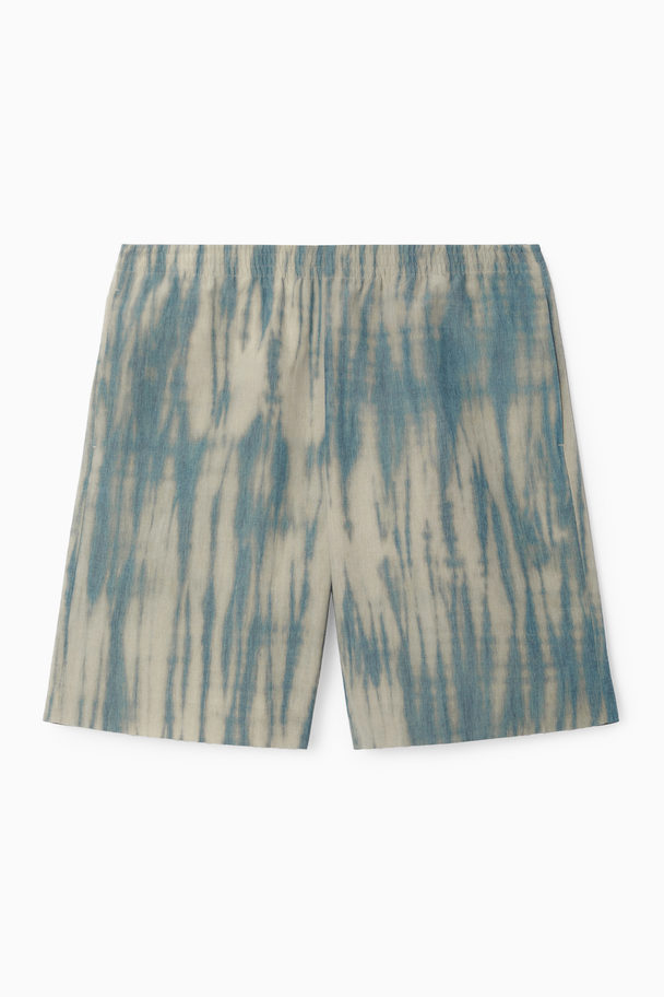 COS BERMUDASHORTS MIT ELASTISCHEM BUND BEIGE/BLAU