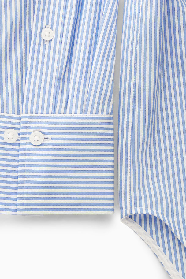 COS Relaxed Cotton-poplin Shirt Blue / Pinstriped