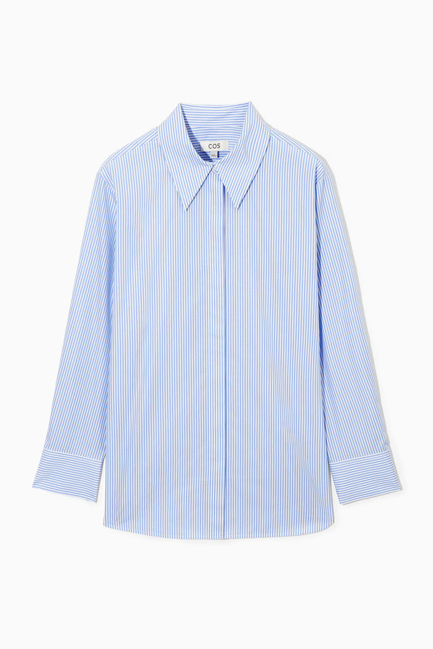 COS Relaxed Cotton-poplin Shirt Blue / Pinstriped
