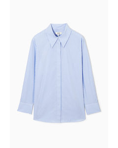 Relaxed Cotton-poplin Shirt Blue / Pinstriped