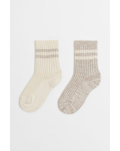 2-pack Knitted Socks Beige Marl/light Beige