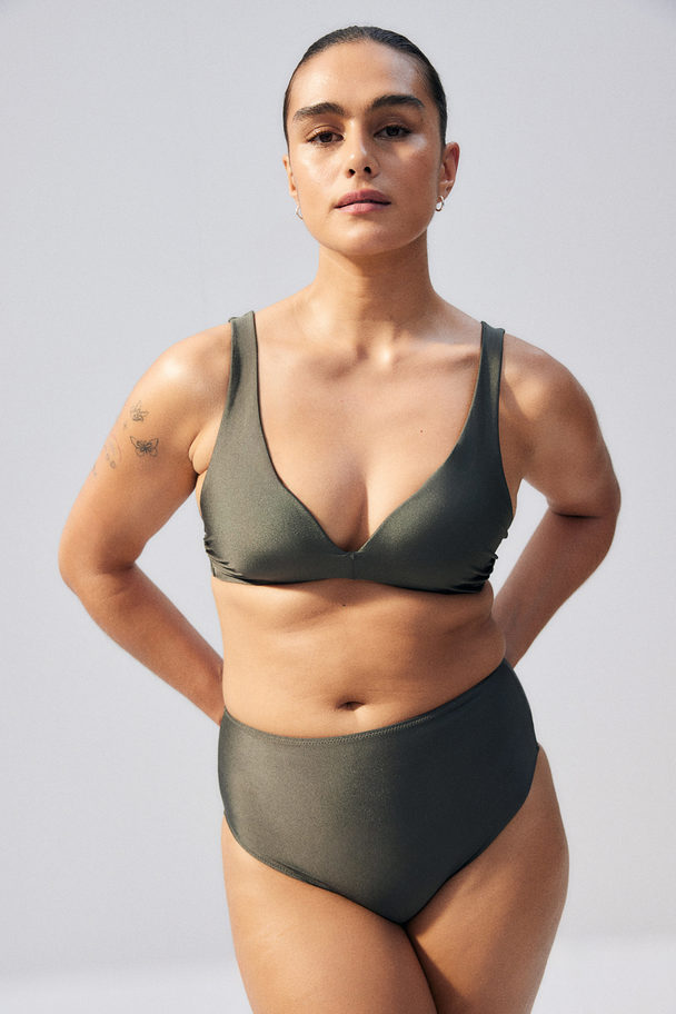 H&M Push-up Bikini Top Dark Khaki Green