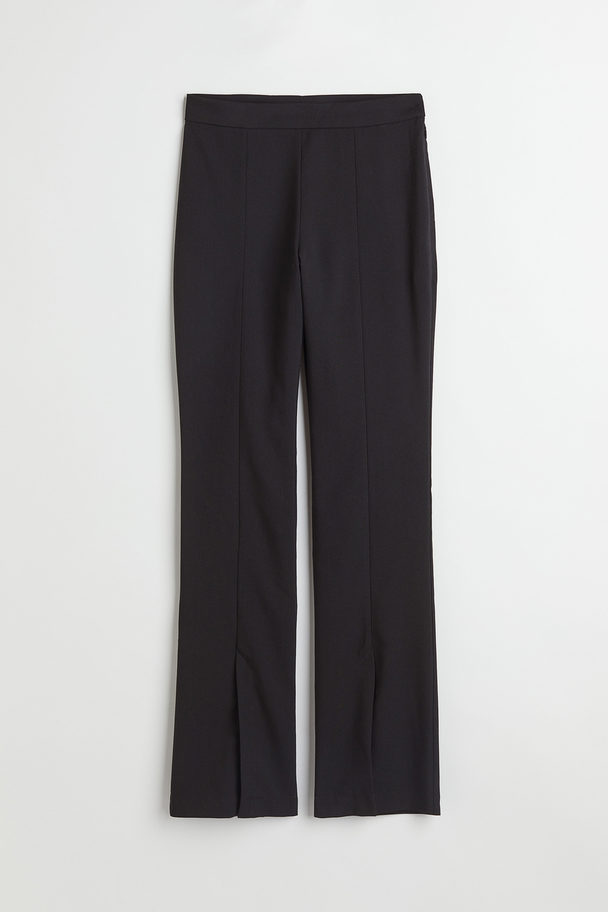 H&M Slit-hem Flared Trousers Black